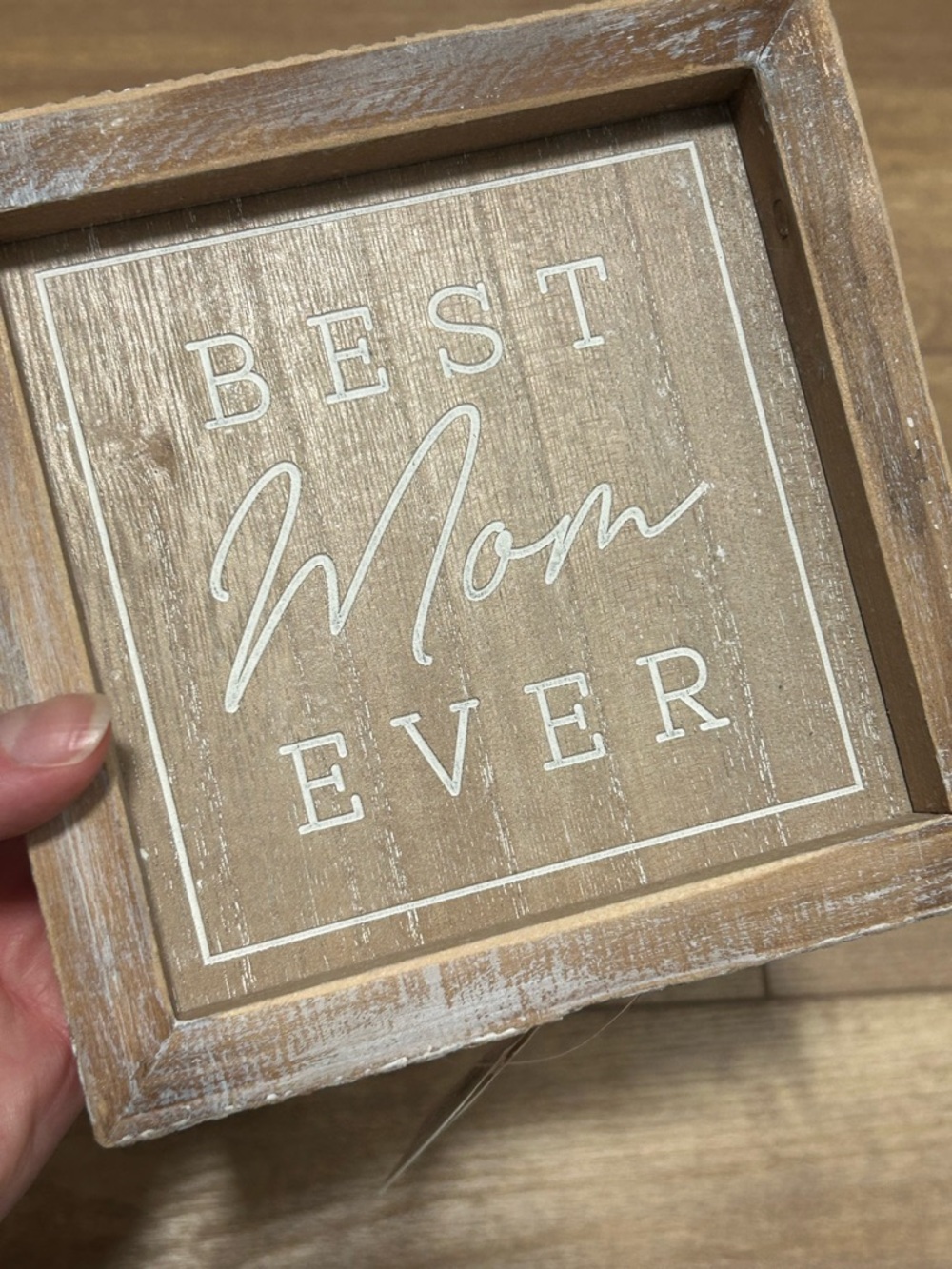 "Best Mom Ever" Rustic Wood Wall Sign - Neutral Brown